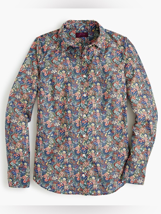 J. Crew Tops - J. Crew Liberty London Perfect Shirt Elderberry Floral Size 2 Cottagecore Preppy